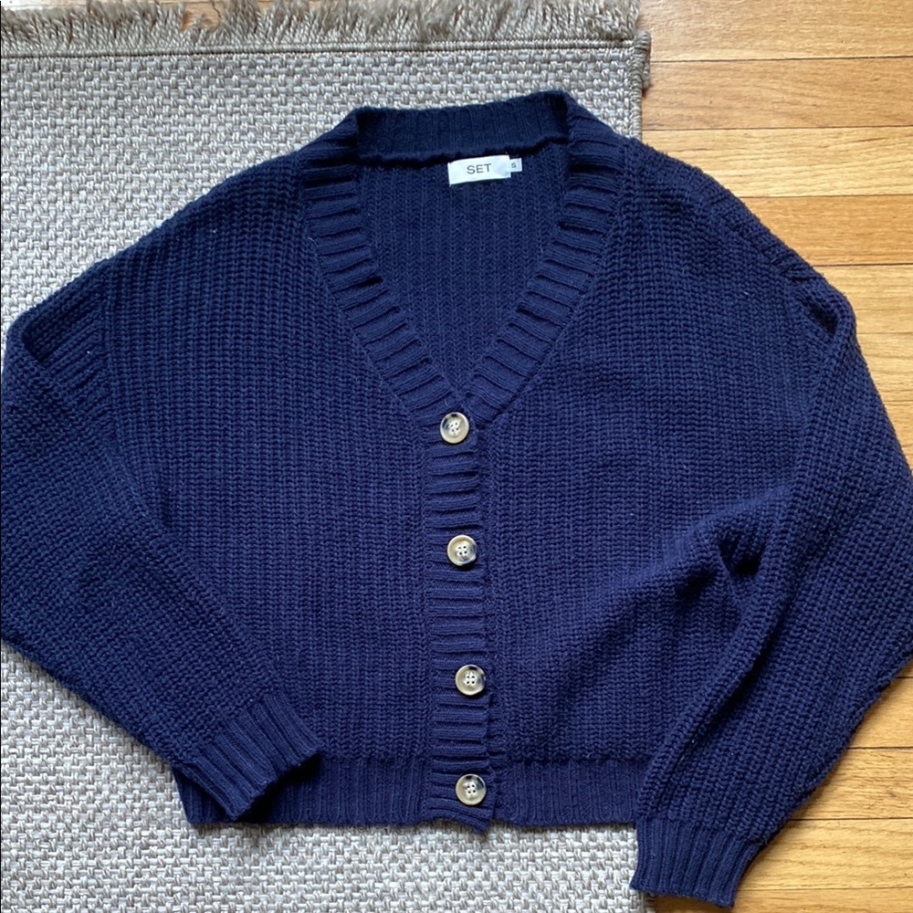 Chunky rib knit boxy cardigan